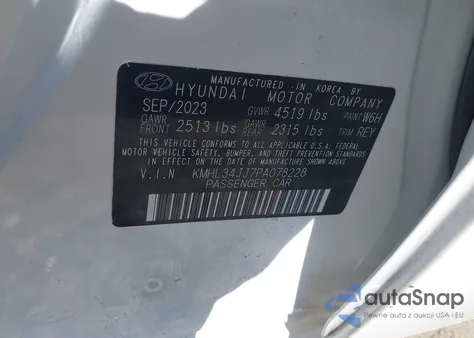 2023 Hyundai Sonata Hybrid Sel из США, поврежденный, VIN KMHL34JJ7PA078228